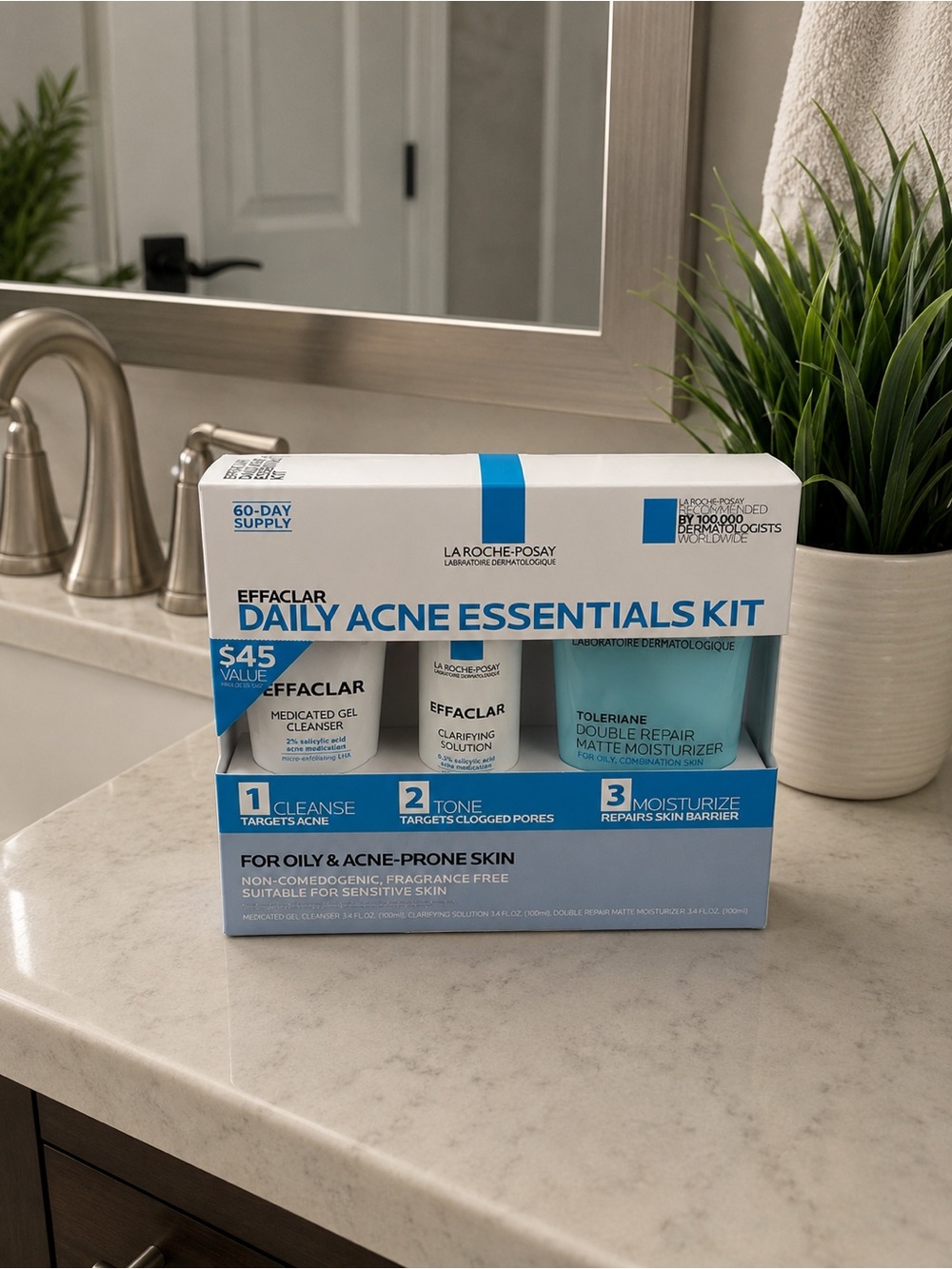 La Roche-Posay Effaclar Daily Acne Essentials Kit | 3-Step Acne Care Set